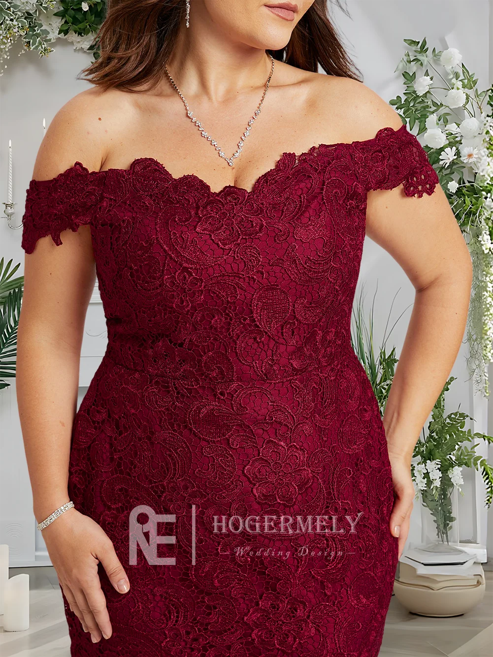 Vestido de noche C Borgoña con hombros descubiertos, trompeta, sirena, encaje, tren de barrido, vestido Formal elegante para mujer, fiesta de graduación, boda, verano 2025