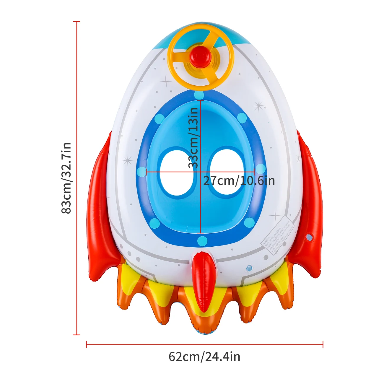 1PC Inflatable Rocket Pool Float Seat with Steering Wheel, Stable Ride-On Water Float, Quick Inflation Leak-Proof Floating view 6