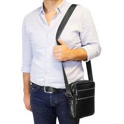 Lederax-Sac messager en cuir véritable, 4 compartiments, sat 421