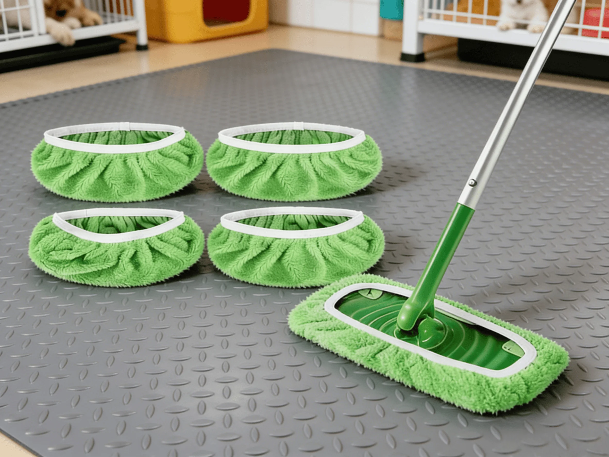 4 Pcs Green Mop Pad…