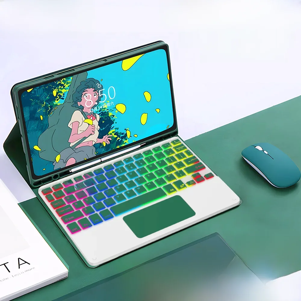 Dla Samsung Galaxy Tab etui na klawiaturę z podświetleniem dla A8 10.5 S6 Lite 10.4 11in S7 Plus S7 FE S8 Plus 12.4 cala etui na Tablet — zdjęcie 2