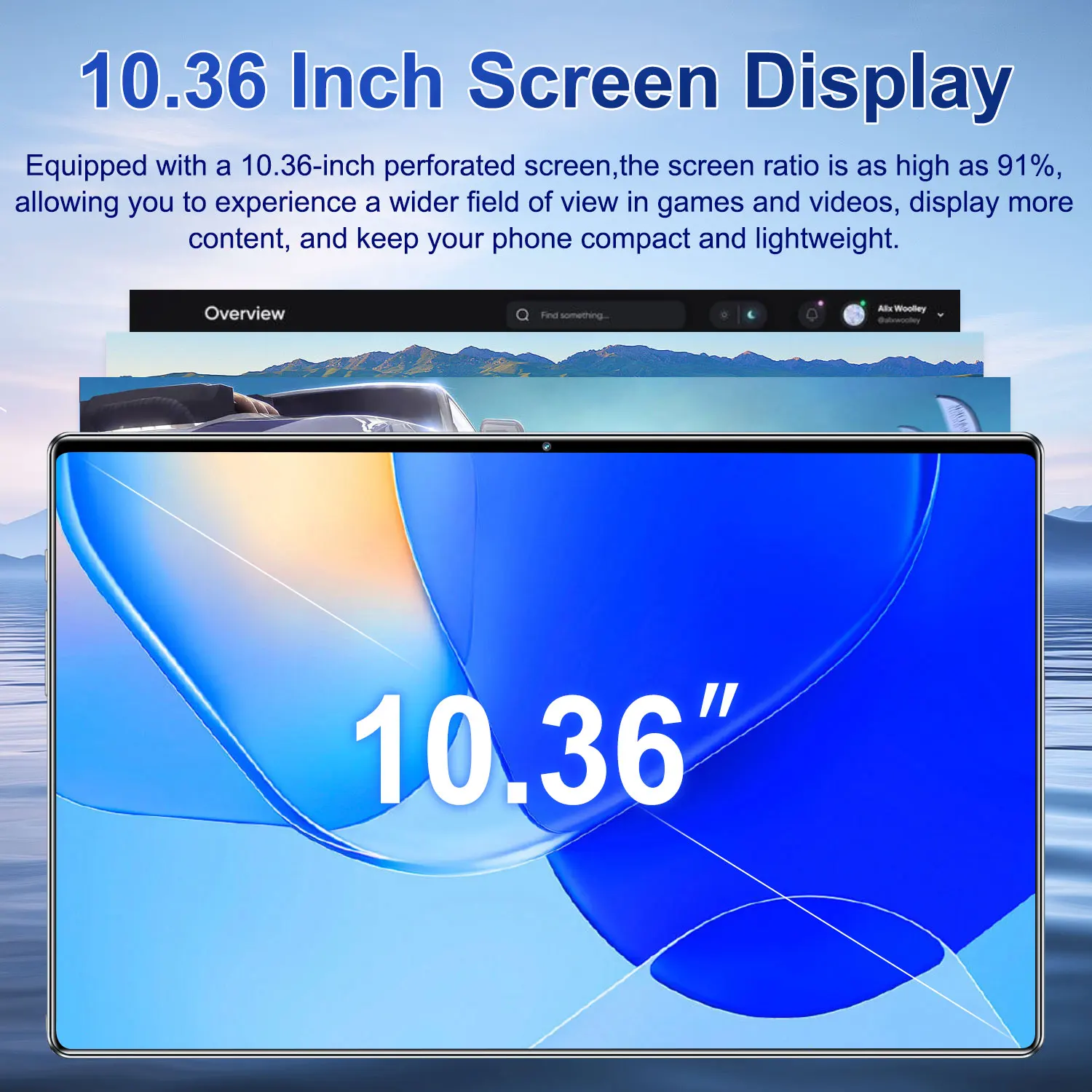 Picture 3: PAD Android Global Version HD Screen Tablet Android 10.36-inch 16GB RAM 1TB ROM 20000mAh Android 13.0 14 Core Tablet PC Type-C Dual Camera 16MP+32MP Dual SIM Card Network WIFI Bluetooth GPS WPS Office Gifts