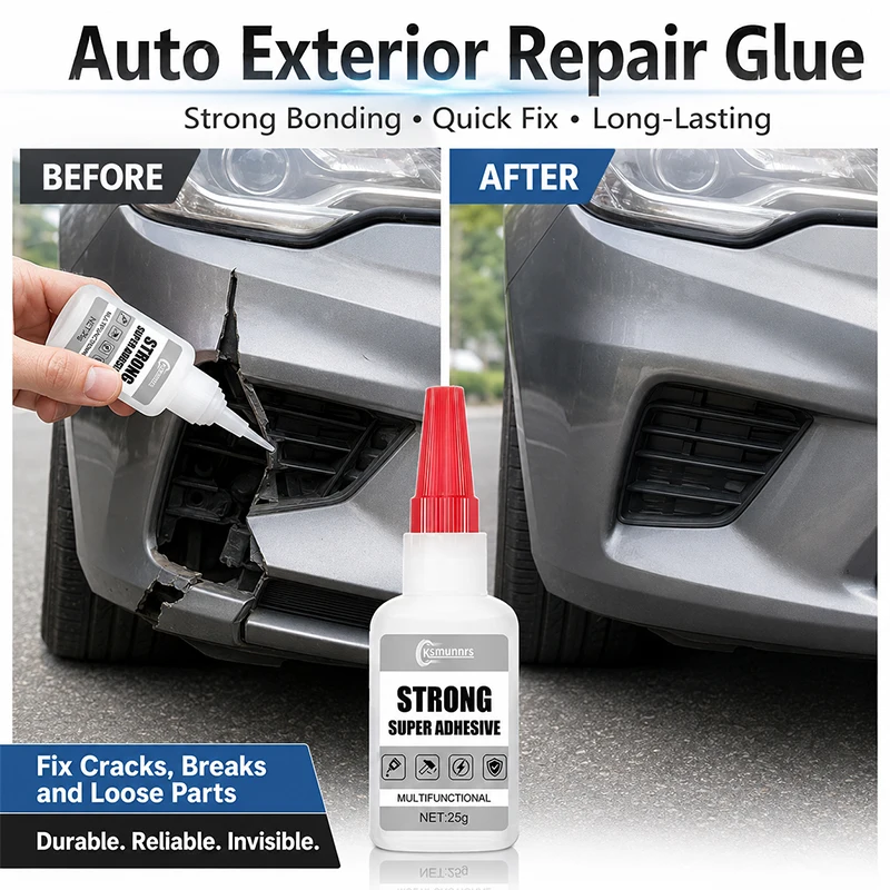 Automotive Plastic Repair Adhesive, Strong Glue for Car Bumpers, Side Mirror Bases, Cracked Shells and Broken Plastic Parts