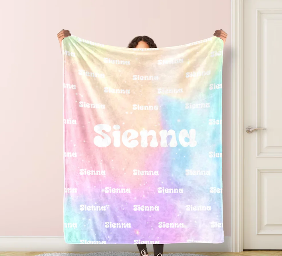 Personalized Big Name Blanket for Baby/Kids/Youth/Adult,Birthday Gift,Baby Blanket Single Sided Printing ,Christmas Gift