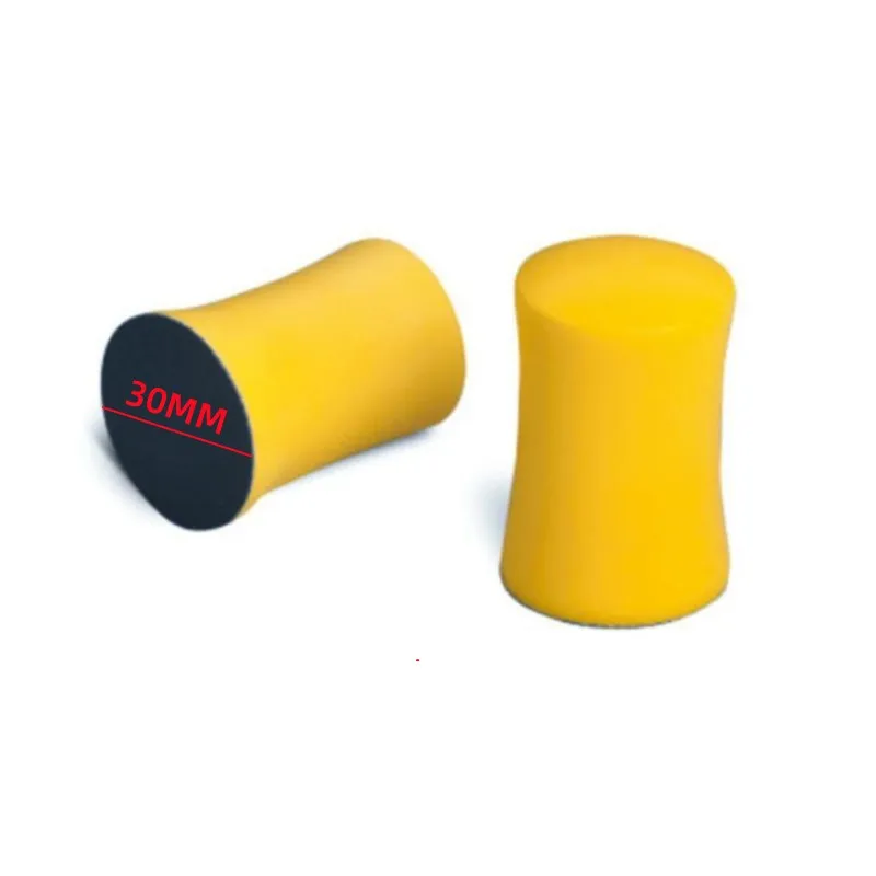 30mm Diameter Yellow PU Leather Surface Polishing Block PSA Manual Sanding Disc Hand Grinding Block PU Foam Hand Abrasive Tools