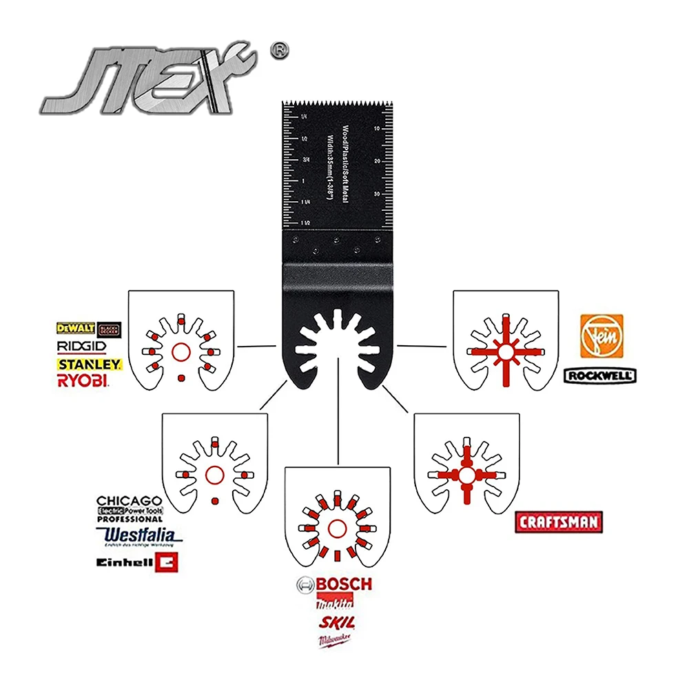 Imagem -02 - Jtex 20 Peças Oscilante Multitool Liberação Rápida Lâminas de Serra para Metal Madeira se Encaixa Dewalt Bosch Artesão Ridgid Ryobi Makita