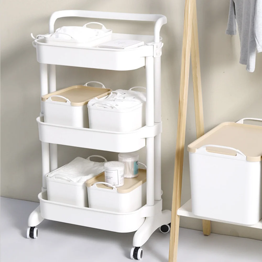 Movable trolley rack floor-standing multi-layer movable bedroom living room kitchen room storage rack dormitory rack rack