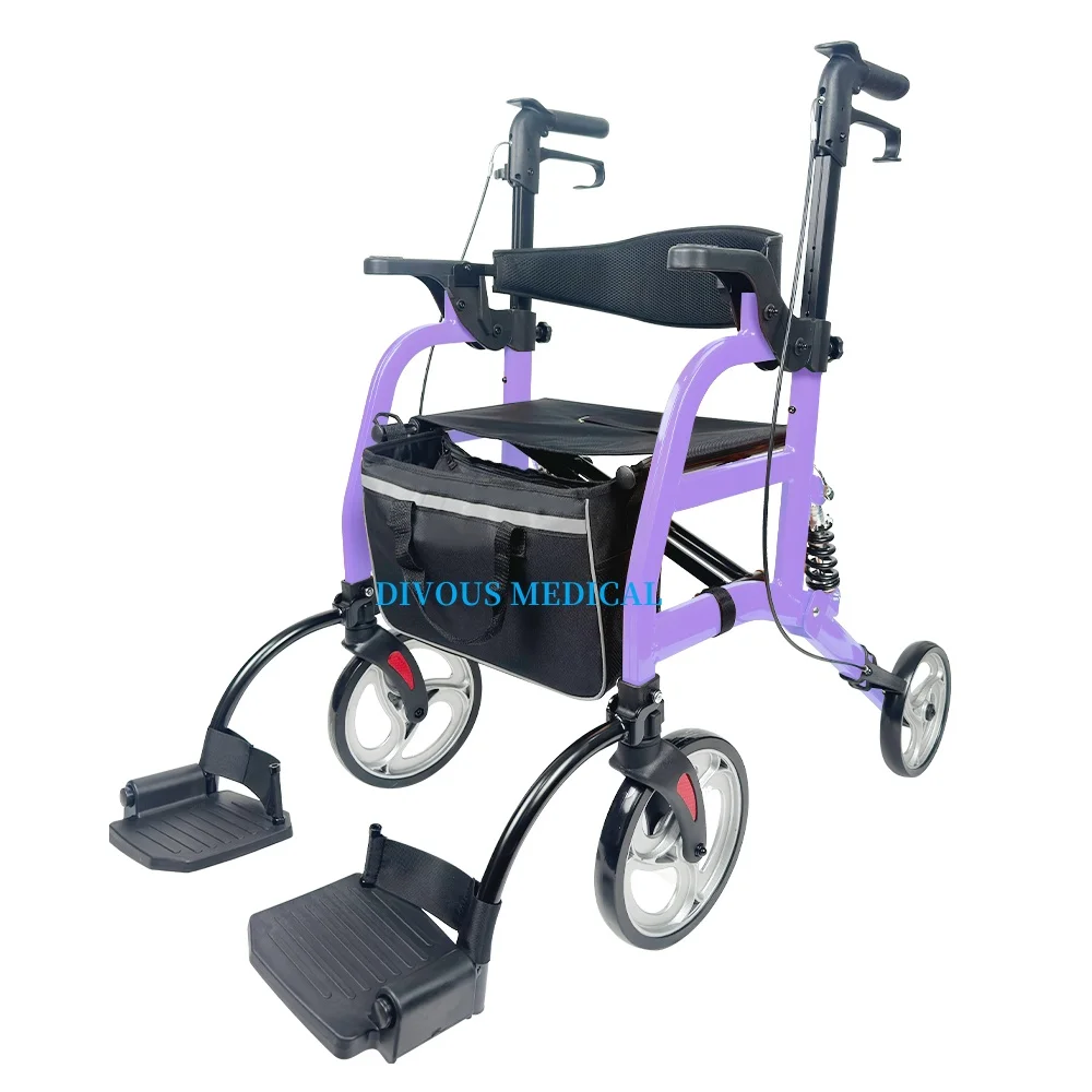 

Four-legged Walking Assist Rollator Walker Aluminum Alloy Training Mobility Aid Small Walkers