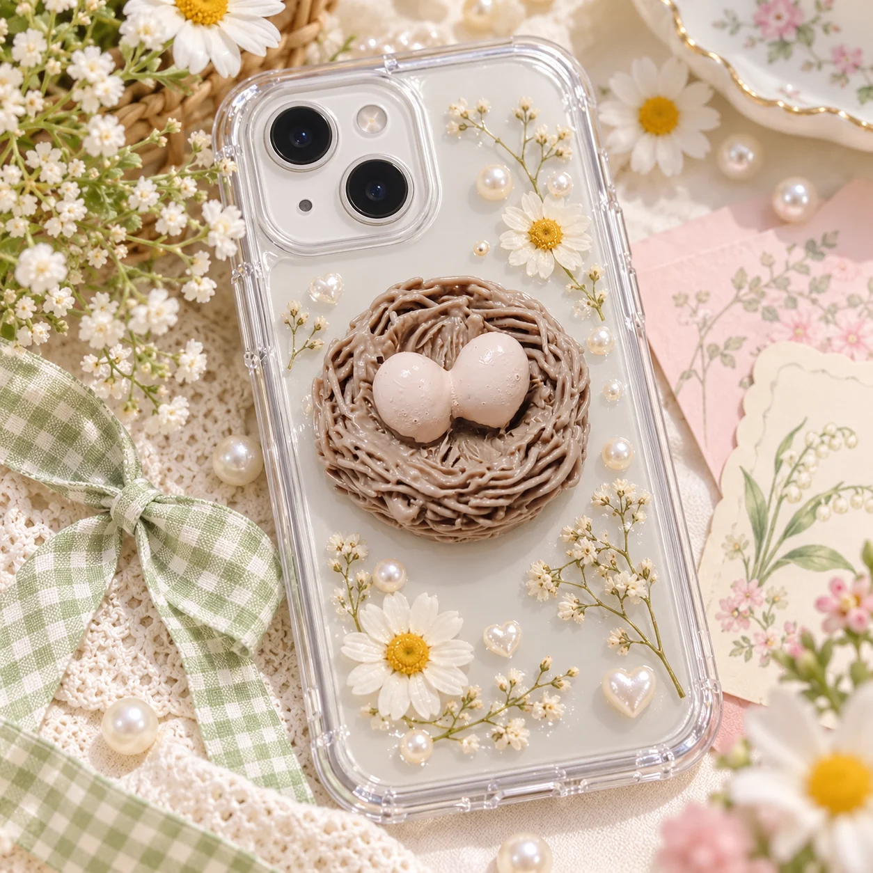 Mini Bird Nest with Eggs Resin Flatback Charm for DIY Phone Case Scrapbook Miniature Decor Craft Accessories