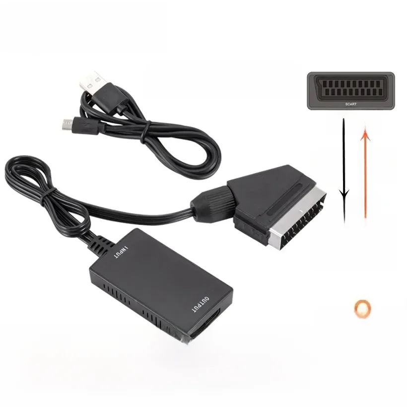 MnnWuu convertisseur péritel vers HDMI avec câble 1080P péritel dans sortie HDMI HD 720P/1080P commutateur adaptateur convertisseur Audio vidéo pour HDTV