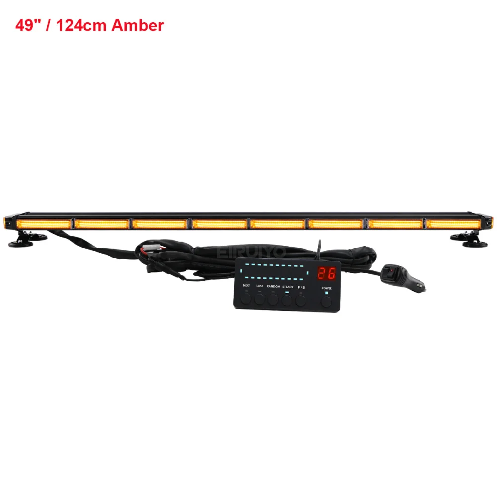 37" 43" 49" Auto Truck Sleepwagen COB LED knipperlichtbalk Politie Veiligheid Strobe Noodlichtbalk Amber Geel Wit 26 Modi