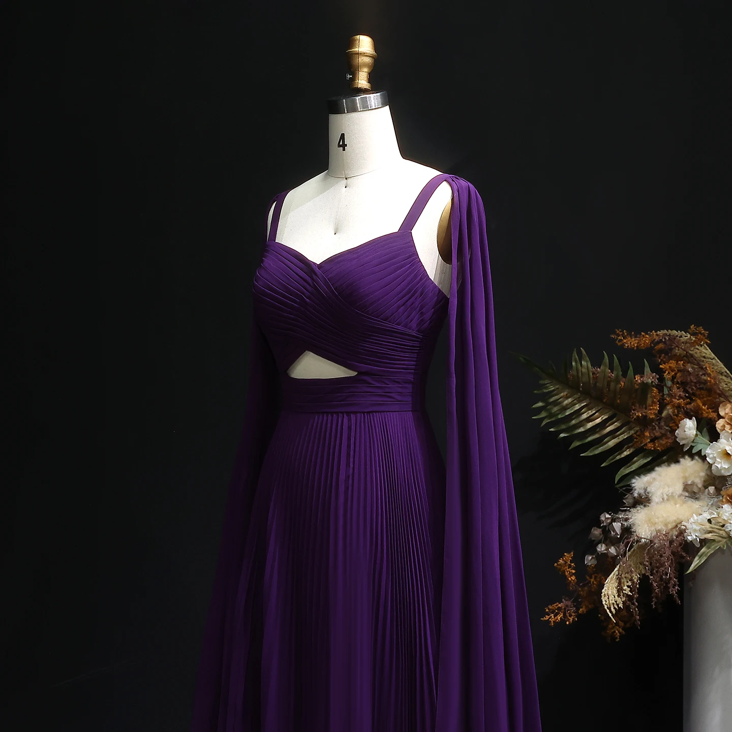 Sharon Said Fuchsia Chiffon Abendkleider mit Cape-Ärmeln Gelb Arabisch Elegante Damen Hochzeits-Formelle Kleider SF090 Maßanfertigung – Detail 18