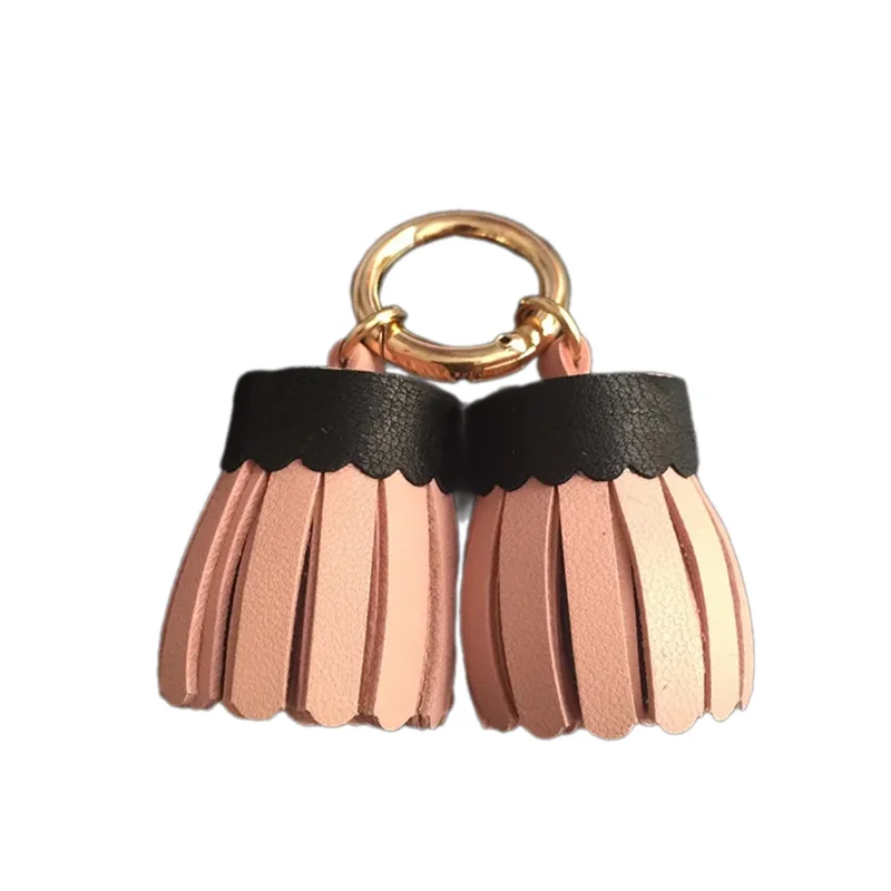 

Handmade Leather Tassel Keychains Cute DIY Luxury Bag Charms Backpack Keyring Pendants Jewelry Accessories Gift for Women