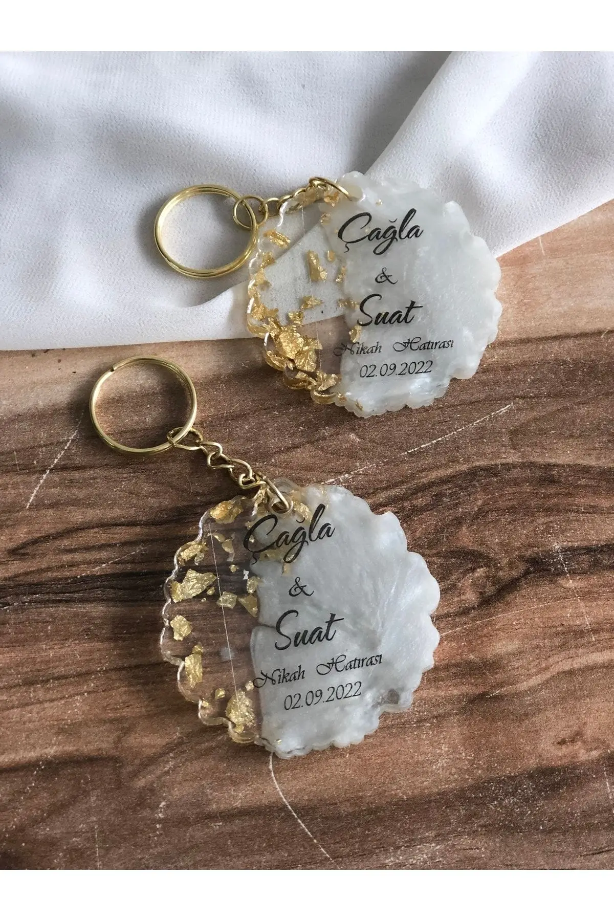 25/50/100Pc Custom Birthday Wedding Party Favor Epoxy Keychain Personalize Baby Shower Baptism Engagement Gift Anniversary Resin