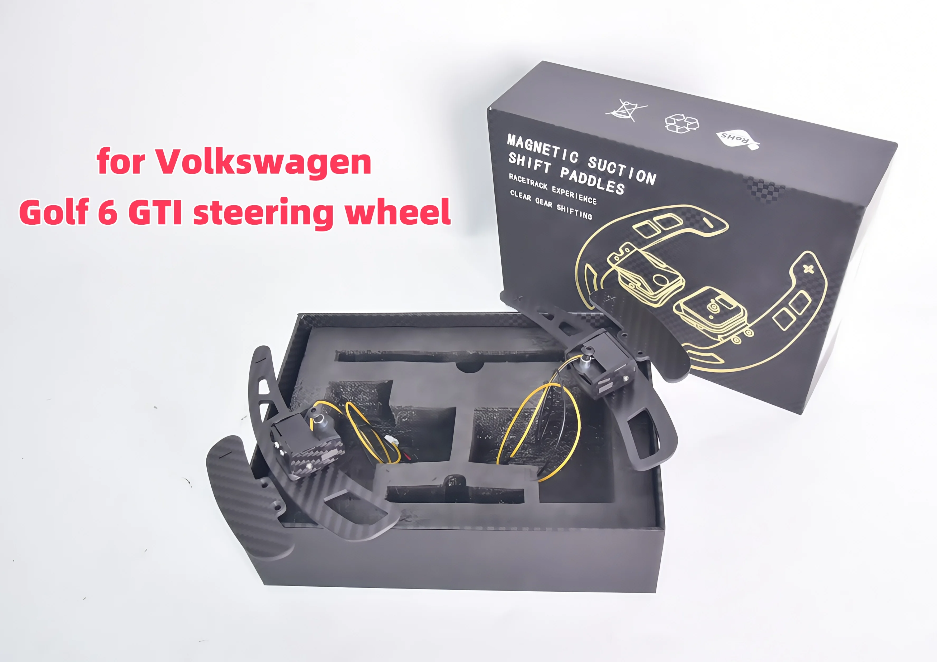 

Магнитные переключатели из углеродного волокна для Volkswagen Golf 6, обновление рулевого колеса GTI, автомобильные аксессуары