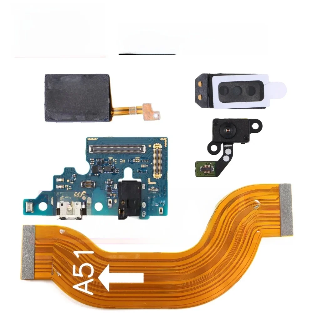 Płytka portu ładowania USB dla Samsung A51 4G A515F słuchawka głośnik dzwonek brzęczyk czujnik linii papilarnych płyta główna Flex Cable — zdjęcie produktu 7