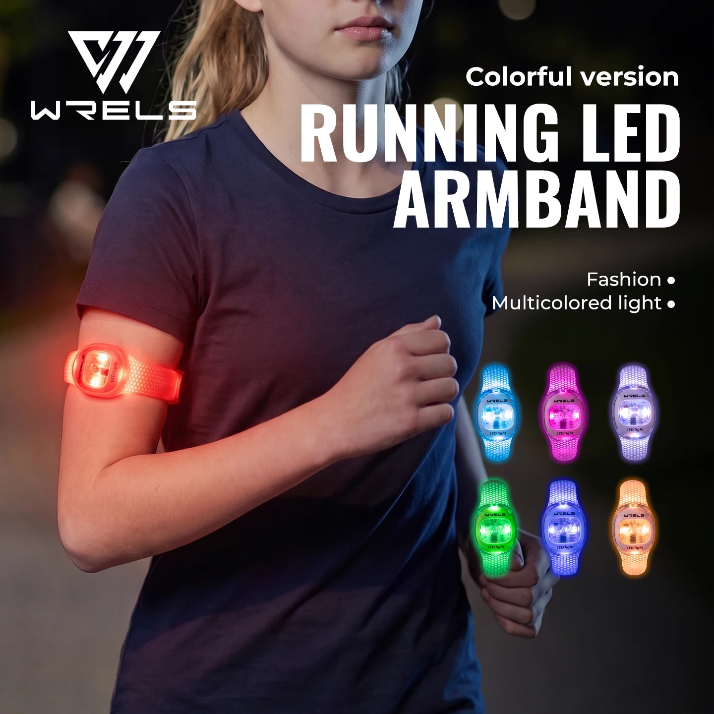 WRELS Arm Light Rechargeable LED Light‑Up Running Armband Waterproof Night Walking Cycling Men Women Outdoor Safety Wrist Band