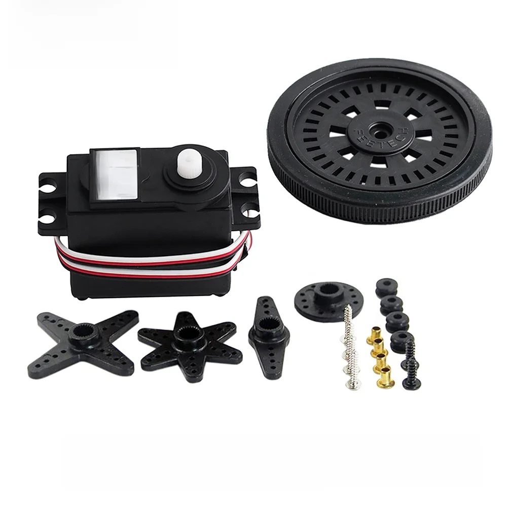 Feetech-FS5103R RC Servo 3kg.cm, 360, résistant à la rotation continue 25T avec roue 4.8-6V pour voiture de bricolage