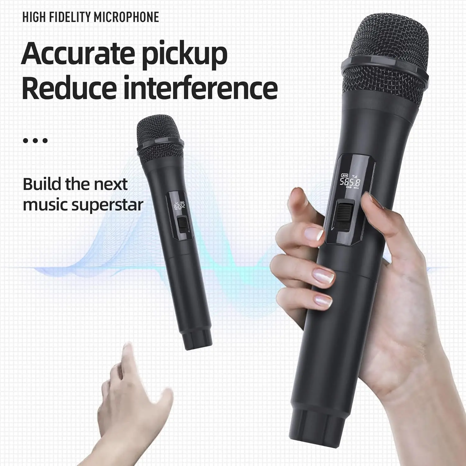 Professional 4-Channel Cordless Handheld Microphone Set Metal Receiver Adjustable Auto Frequency Scanning