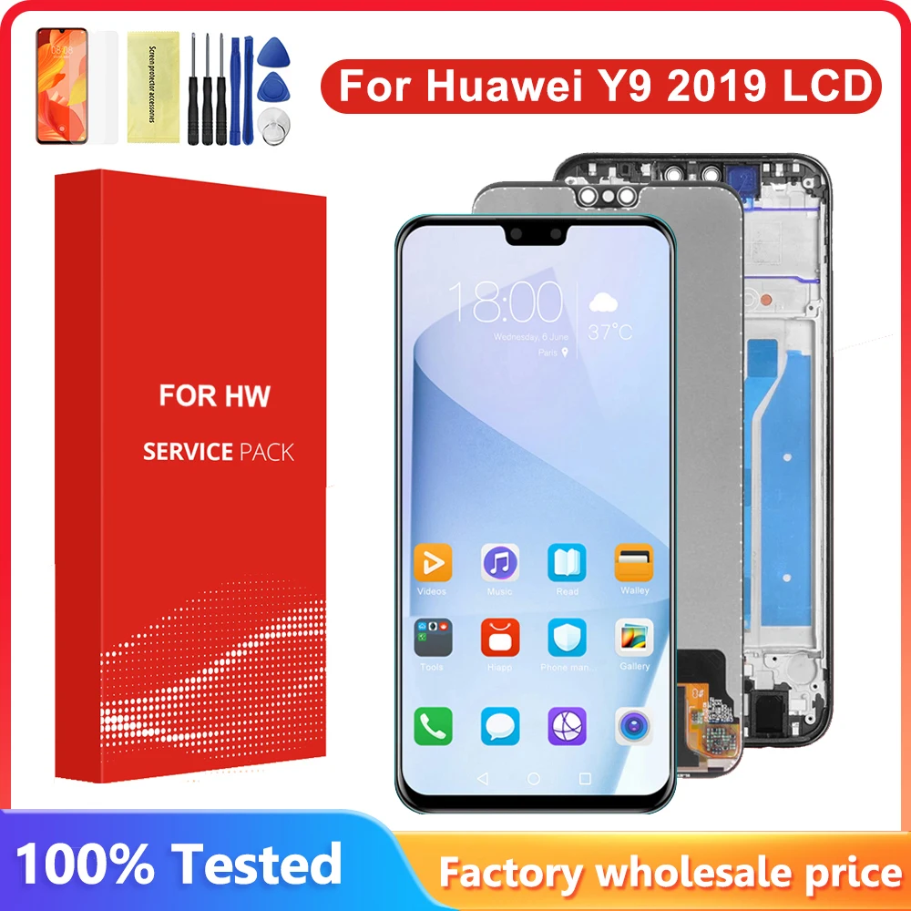 

6.5 inch For Huawei Y9 2019 LCD Display Touch Screen with frame Digitizer Assembly Repair Parts for huawei Enjoy 9 Plus LCD