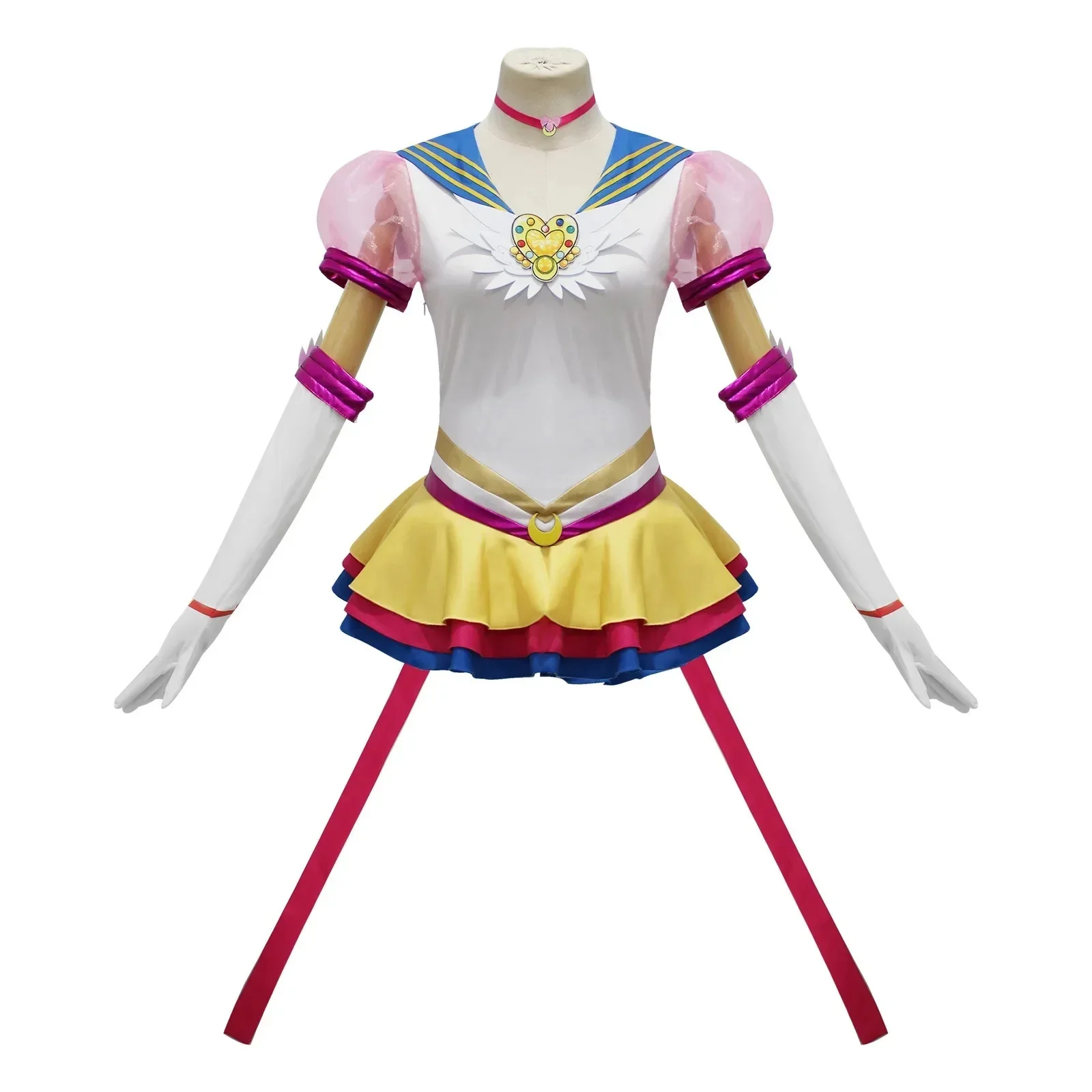 Costume de Cosplay Anime Sailor Moon, uniforme Tsukino Usagi, tenues de Cosplay, perruque jaune, fĂŞte de carnaval d'halloween pour femmes et enfants