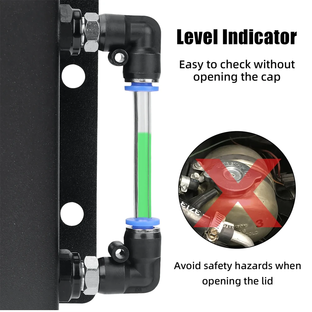 1L Aluminum Coolant Radiator Overflow Recovery Water Tank Bottle Reservoir Universal Coolant Overflow Tank Coolant Silver Black