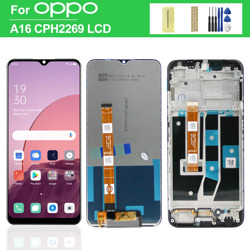 6.53\'\' For OPPO A16 CPH2269 LCD Display Touch Screen Digitizer Assembly For OPPO A16S CPH2271 LCD With Frame Replacement