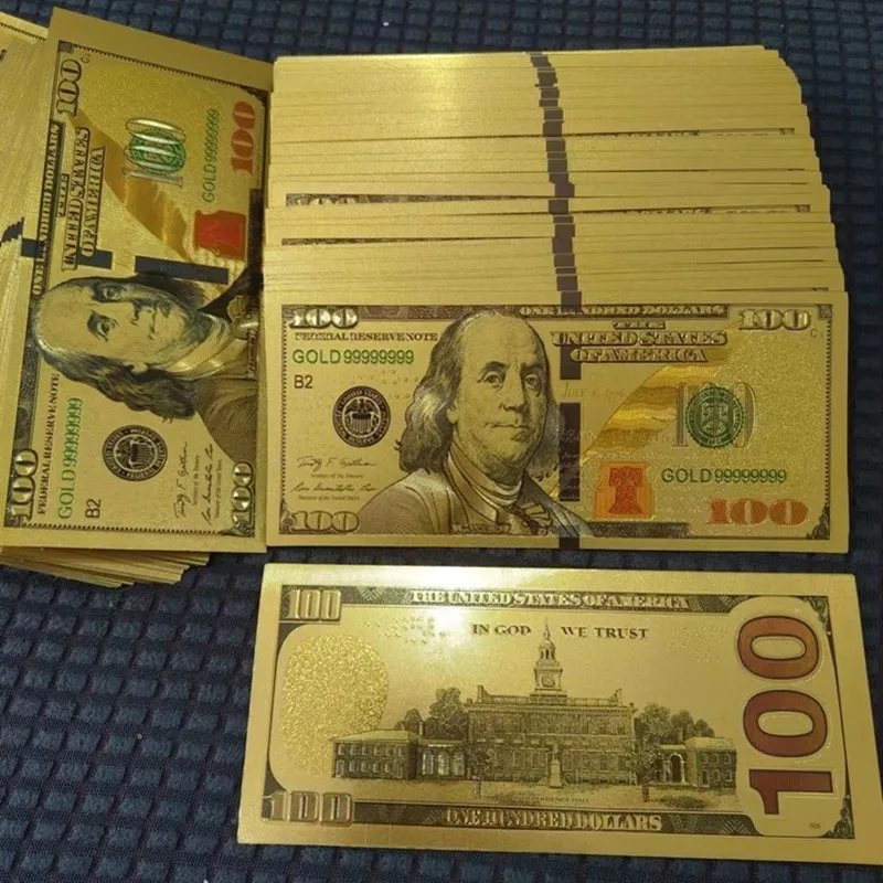 5~100pcs 100 Dollar Bills 24k Gold Foil USD 100 Dollars Bills Fake Money Banknotes Crafts