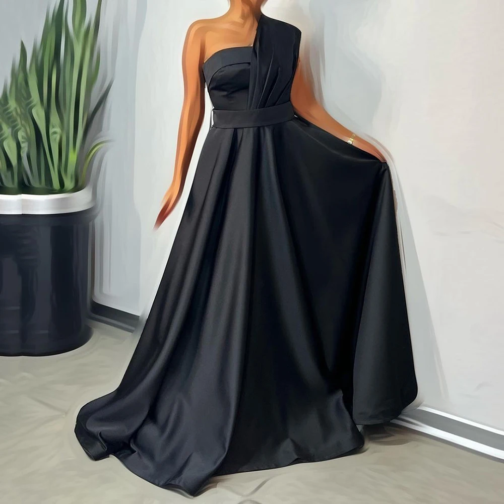 

Msikoods Blue Sheath Evening Dresses For Women Strapless Puff Sleeves Saudi Arabic Dubai Formal Occasion Prom Party Gowns