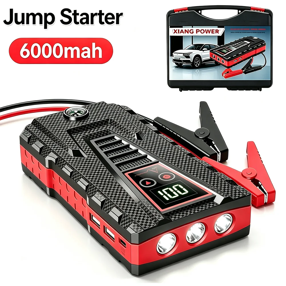 Auto-Starthilfe 2500A 6000mAh Tragbarer Notfall-Starthilfe-Akku 12V Zusätzliches Startgerät für Diesel