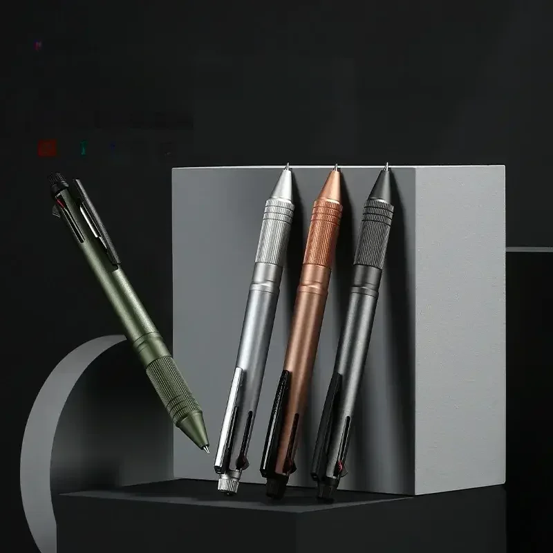 Uni 4&1 Multi Pen, Japan Jetstream Metal Edition - 0,5 mm 4-kolorowy długopis z tuszem i ołówek automatyczny, gadżety biurowe dla szkół — zdjęcie produktu 7