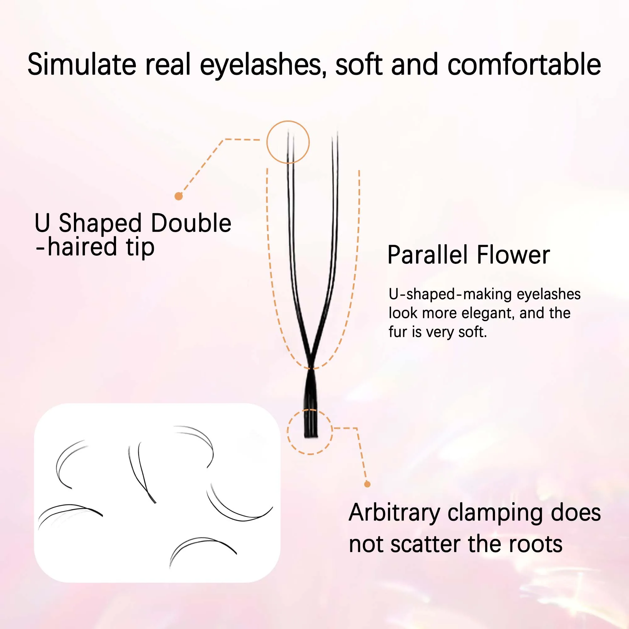 CoMango U Shaped Parallel Flower Eyelashes U Style YY Eyelashes Extensions Natural Volume False Lashes Makeup Tool