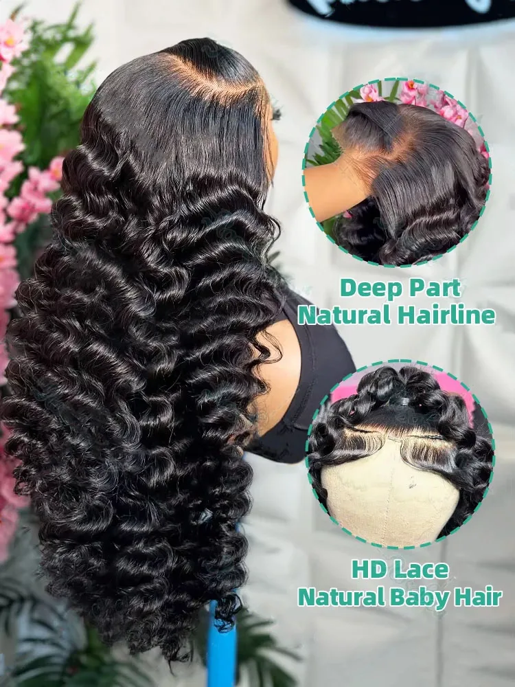 

Lakeisha 30 Inch Curly Wigs HD 13x6 Lace Frontal Wigs Human Hair Brazilian Loose Deep Wave 13x4 Lace Frontal Wigs Preplucked
