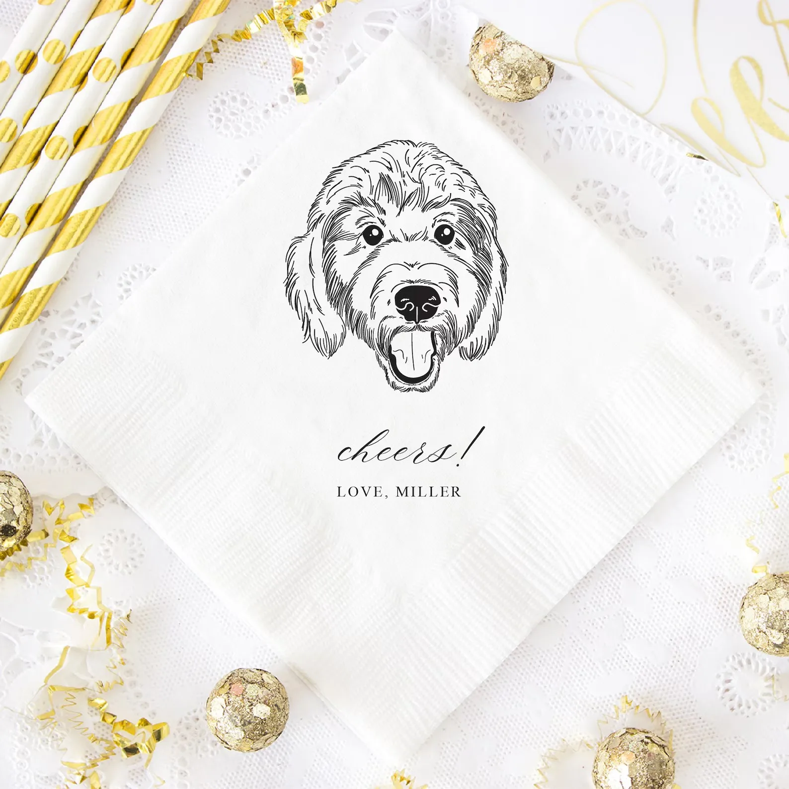 

50pcs Dog Wedding Napkins, Custom Pet Portrait, Napkins For Wedding, Dog Lover Wedding, Pet Sketch Napkins, Dog Illustration Nap