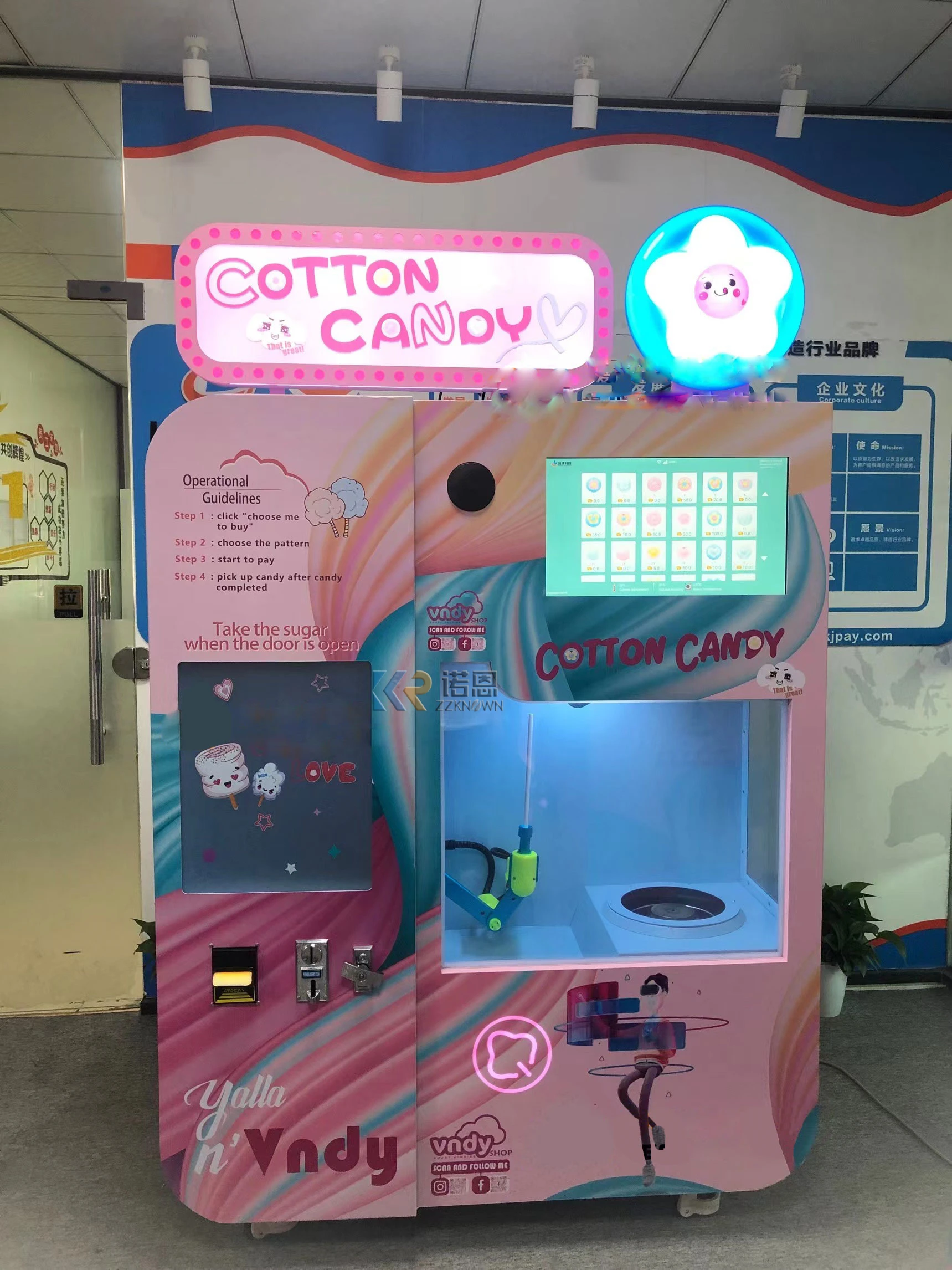 Intelligent Automatic Cotton Candy Vending Machine  Sugar Color Sugar for Cotton Candy Maker Floss Marshmallow Sponge Depositor