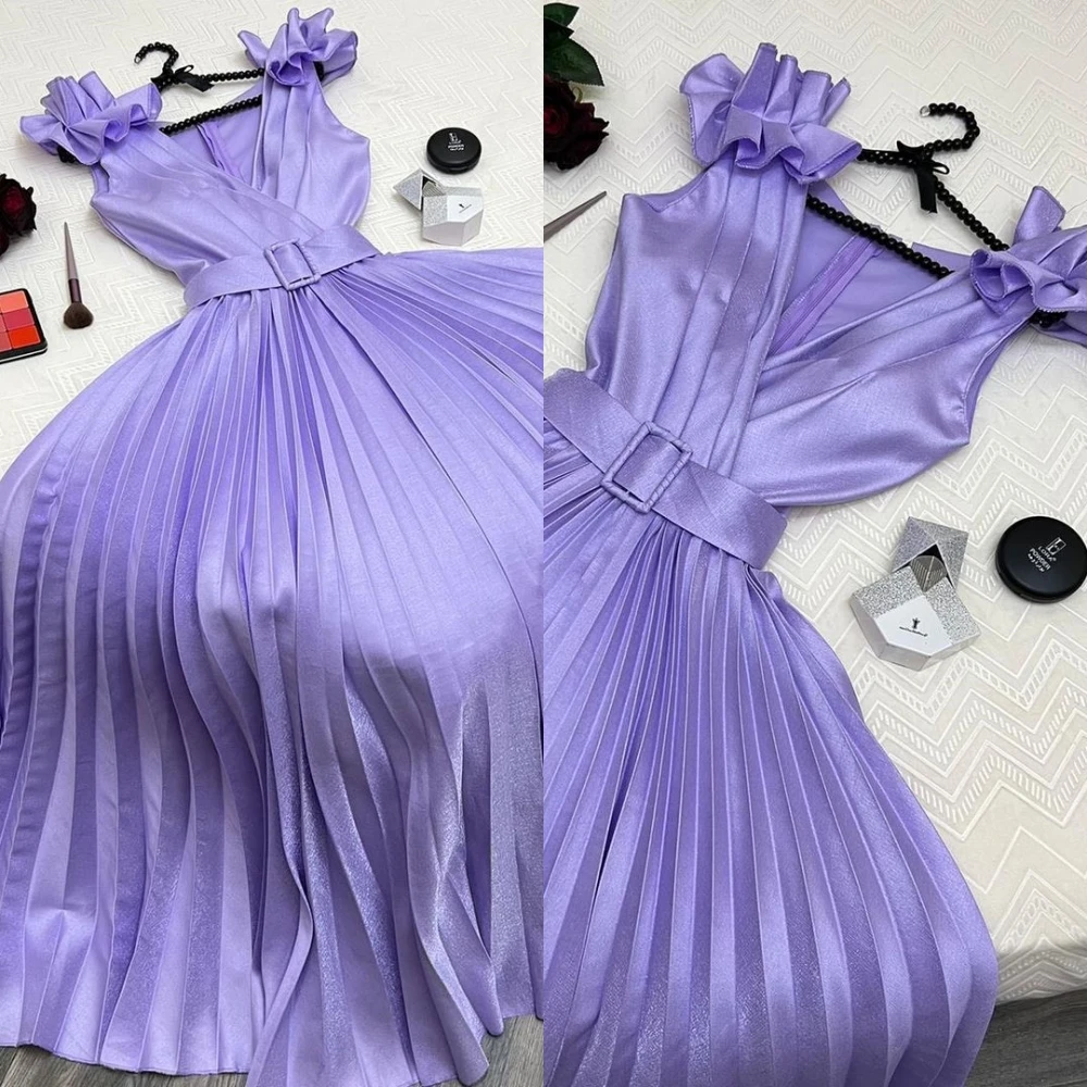 Customized Prom Dresses Retro Elegant V-neck A-line Fold S Formal Occasion Gown Abiti Da Cerimonia Donna 2023 Vestido Corto Eleg