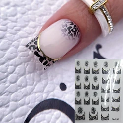 Leopard Nail Art adesivos, decalques auto-adesivos, linha gradiente, acessórios de moda animal, sexy, 1pc