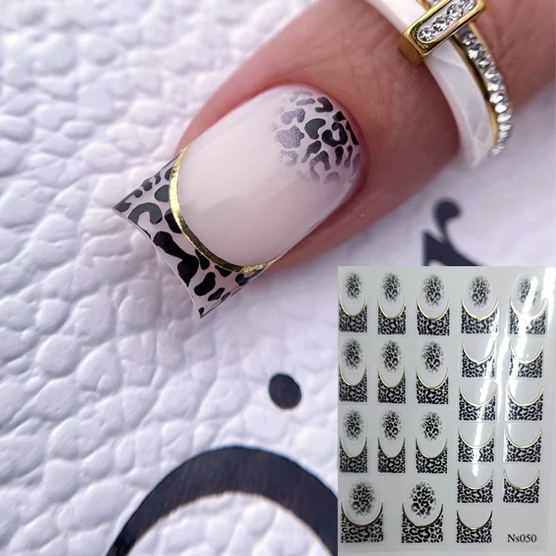 1 szt. Seksowny lampart Nail Art samoprzylepne naklejki naklejki moda zwierzęca akcesoria do paznokci linia gradientowa naklejki na paznokcie naklejka
