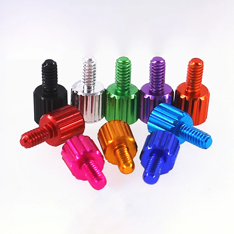 M2 x 4, 8, 12, 15mm 다채로운 알루미늄 합금 널링 엄지 나사, 손으로 조여주는 손가락 나사 DIY, 컴퓨터 케이스, 모델 비행기용, 5 개