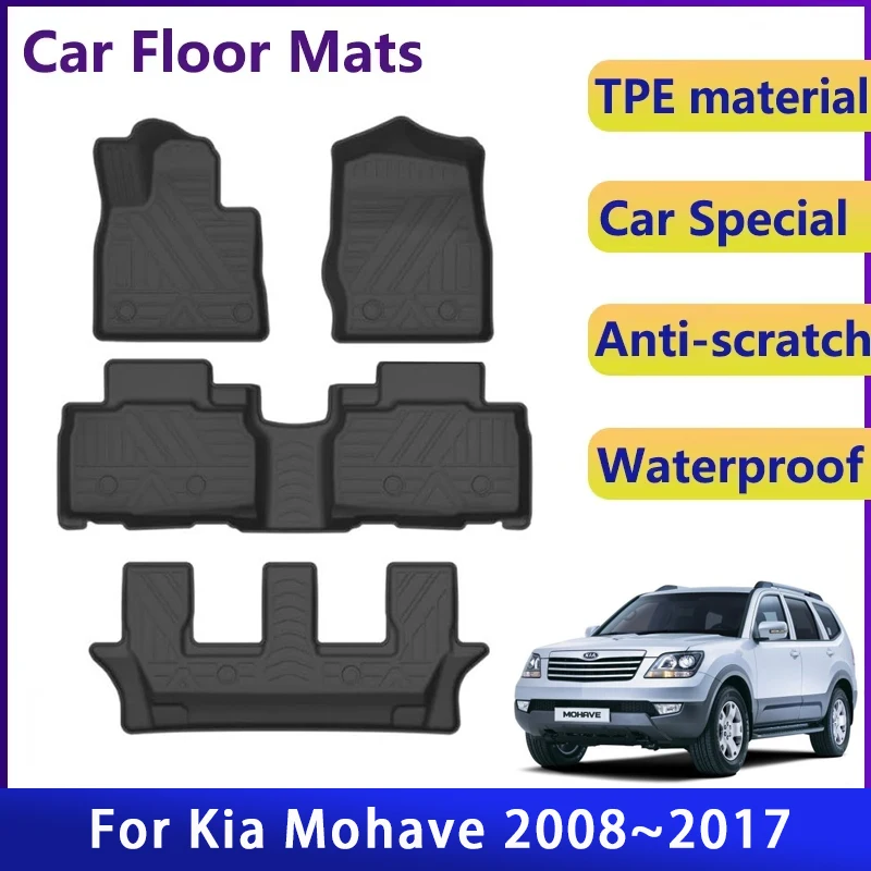 Luxury Car Floor Mats For Kia Mohave Borrego HM 2008~2017 Waterproof Rugs Left Hand Drive Foot Pad Floor Cover Auto Accessories