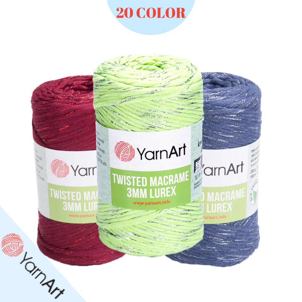 

YarnArt Twisted Macrame 3 MM Lurex Cotton Hand Knitting Yarn - Basket - Mat - Cover - Cushion Cover - Bag - 195 Meters(250gr) - Polyester, Metallic Polyester - Summer - Spring - Autumn - Winter - Too Thick - Soft -