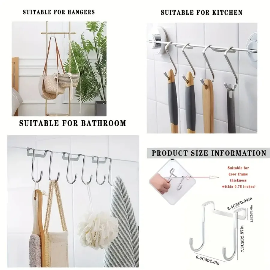 1 Piece Silver Metal Seamless Hook, Suitable for Kitchens, Bathrooms, and Wardrobes, No Drilling Required, Easy To Install - Image 4