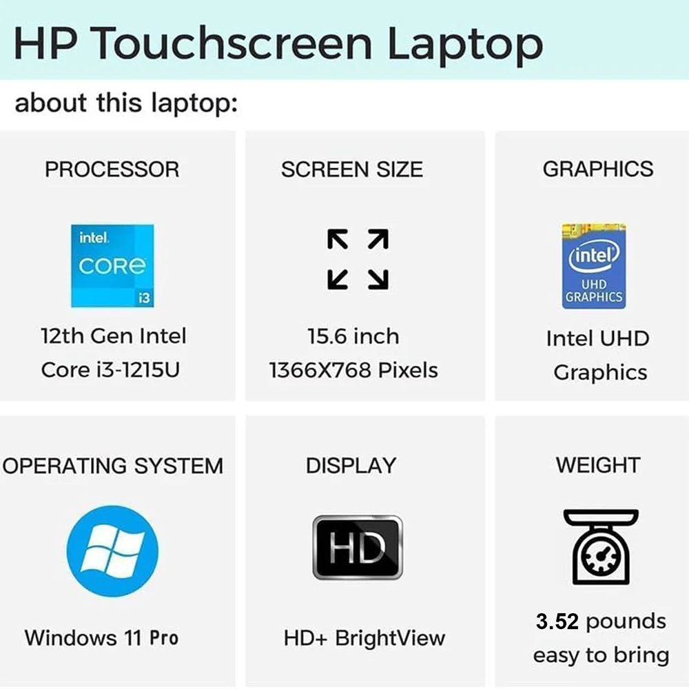 Hp 2024 Nieuwste Zakelijke Laptop,15.6 "Touchscreen Laptop,Intel Core I3-1215U, Tot 64Gb Ram, 2Tb Ssd, Intel Uhd Graphics,Win 11 Pro