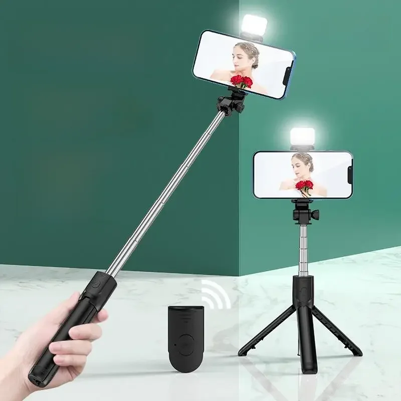 Expansível Lightweight Selfie Stick Tripé Stand, destacável BT Wireless Remote, compatível com a