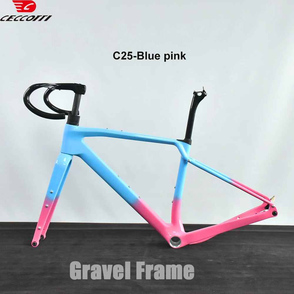 CECCOTTI Brand DIY Color Gravel Frame Factory Disc Brake Carbon Bicycle Frameset Warranty 2 years Gravel