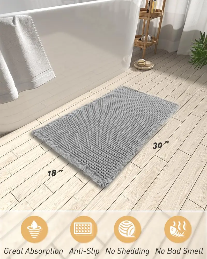 Bath Mats for Bathroom Super Absorbent Non Slip Floor Machine Washable Bathroom Rugs Rubber Backed Bathroom Mats