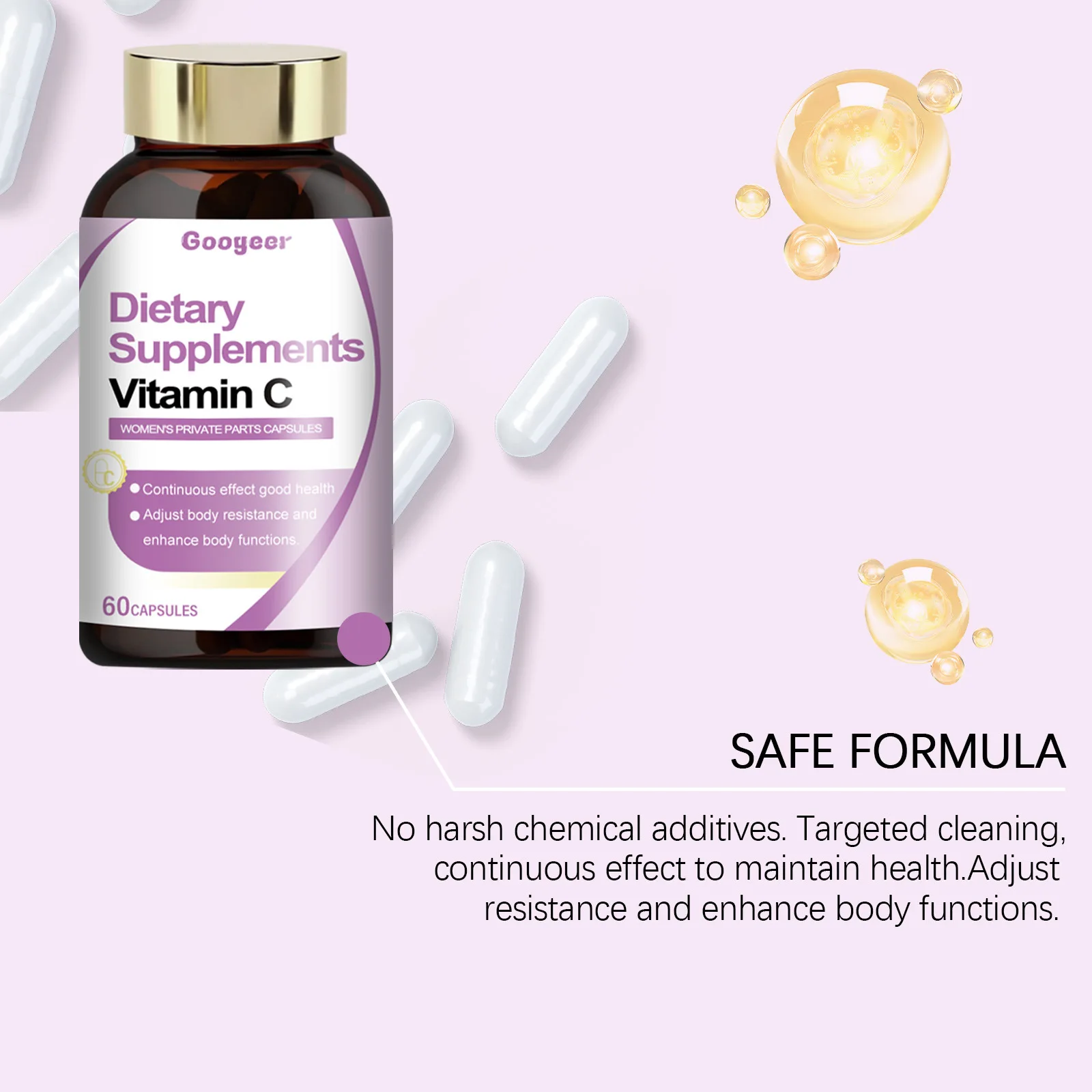 Googeer 60 шт. женские капсулы для интимных частей, оральный витамин С, пробиотическая добавка, поддержка питания, женские капсулы для интимных частей