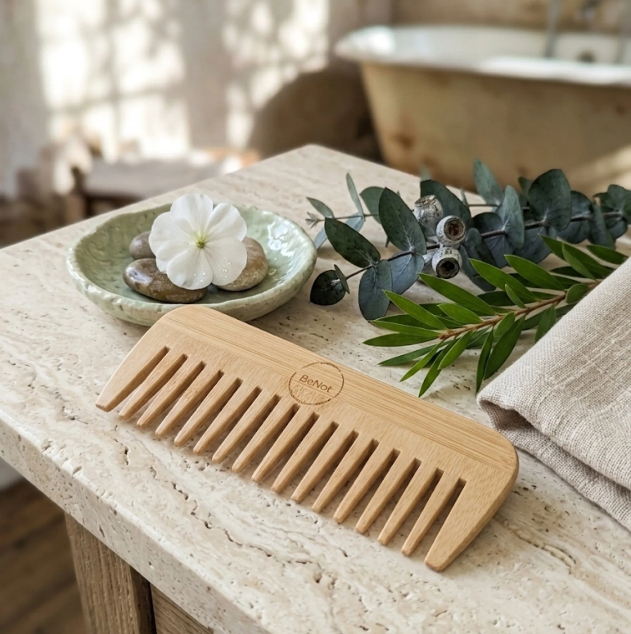 6Pcs Natural Bamboo Bath Body  - Bamboo Hair Brush recension och pris