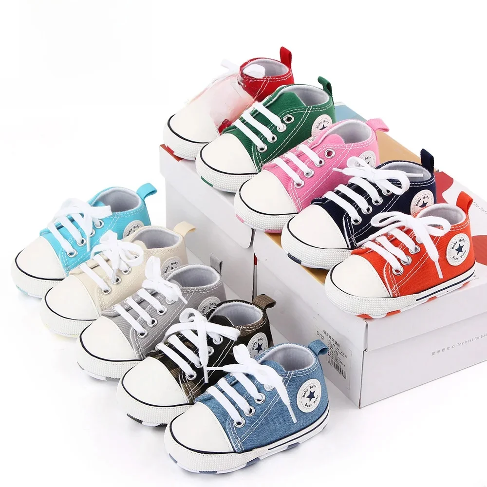 Chaussures classiques en toile pour bébés garçons et filles, baskets décontractées, pour nouveau-né, premier marcheur, semelle souple, antidérapantes, nouvelle collection printemps
