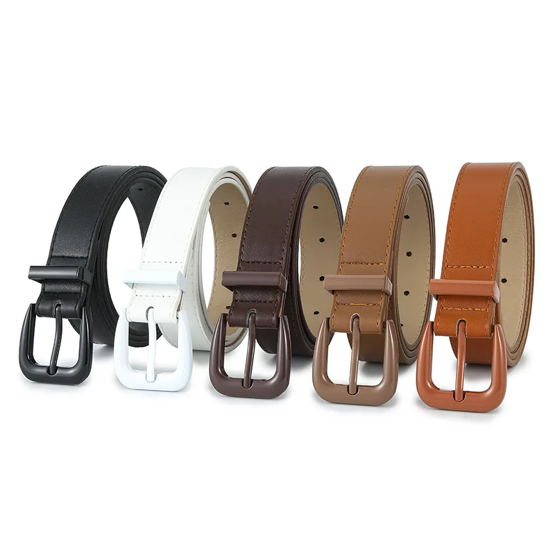 107cm Faux Leather Women's Belt with Metal Buckle Solid Decorative Belt for Jeans Pants Dress 2.8cm Women's Belt